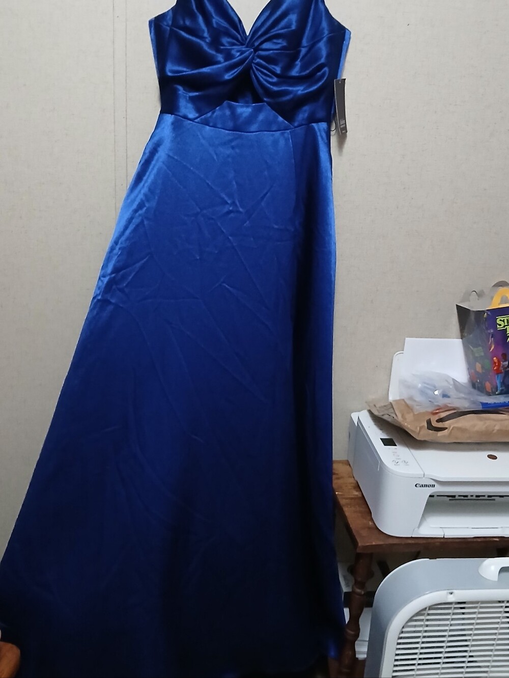Aidan Mattox Royal Blue Satin Cutout Dress NEW